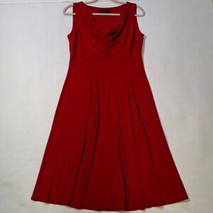 Jones Studio Red Cowl Neck Midi Dress Size 6 Empire Princess Fit & Flare Stretch